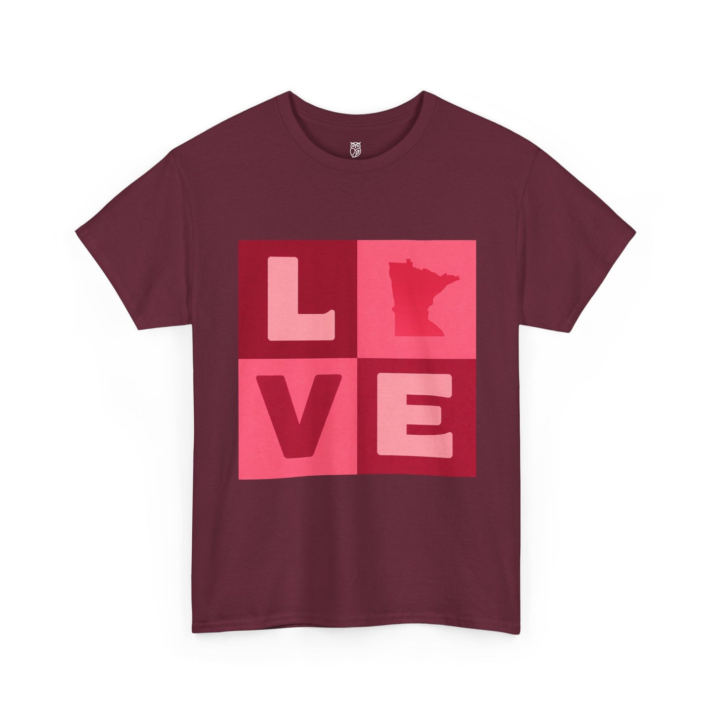 Minnesota Love Heart Retro Pink Typography Tee | Valentines