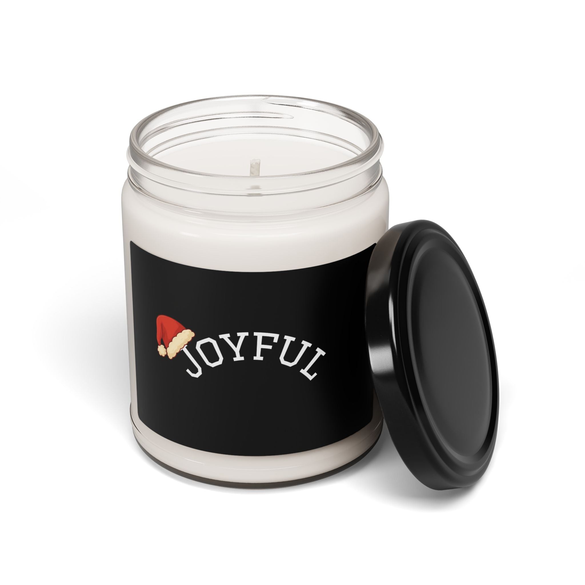Joyful Holiday Soy Candle — 9 oz Scented Jar (Santa Hat)