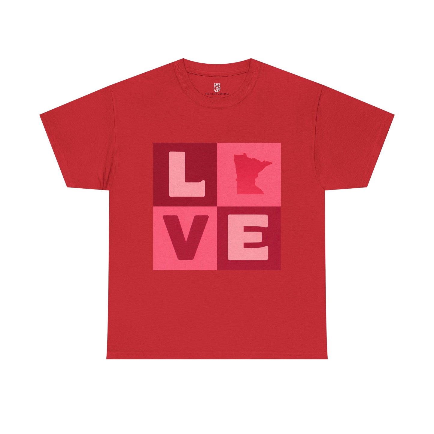 Minnesota Love Heart Retro Pink Typography Tee | Valentines