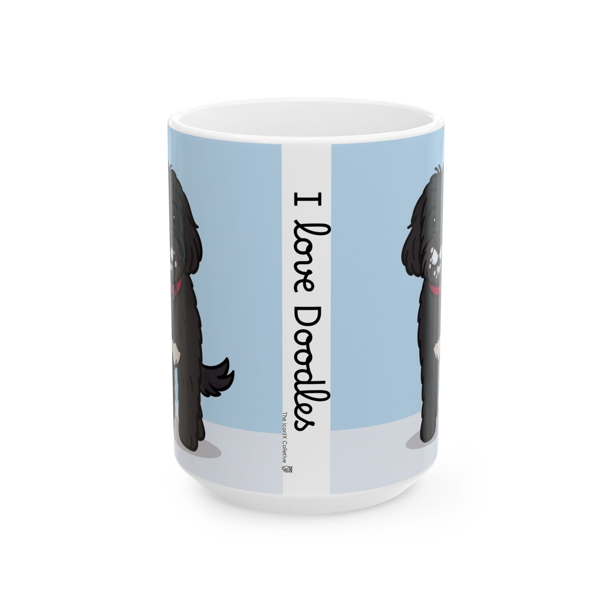 I Love Doodles Ceramic Mug — Blue Dog Lover Coffee Cup (11oz & 15oz)
