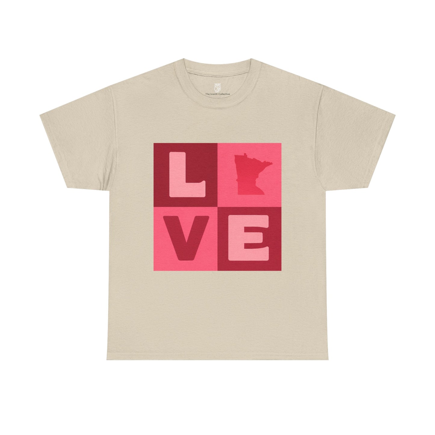 Minnesota Love Heart Retro Pink Typography Tee | Valentines