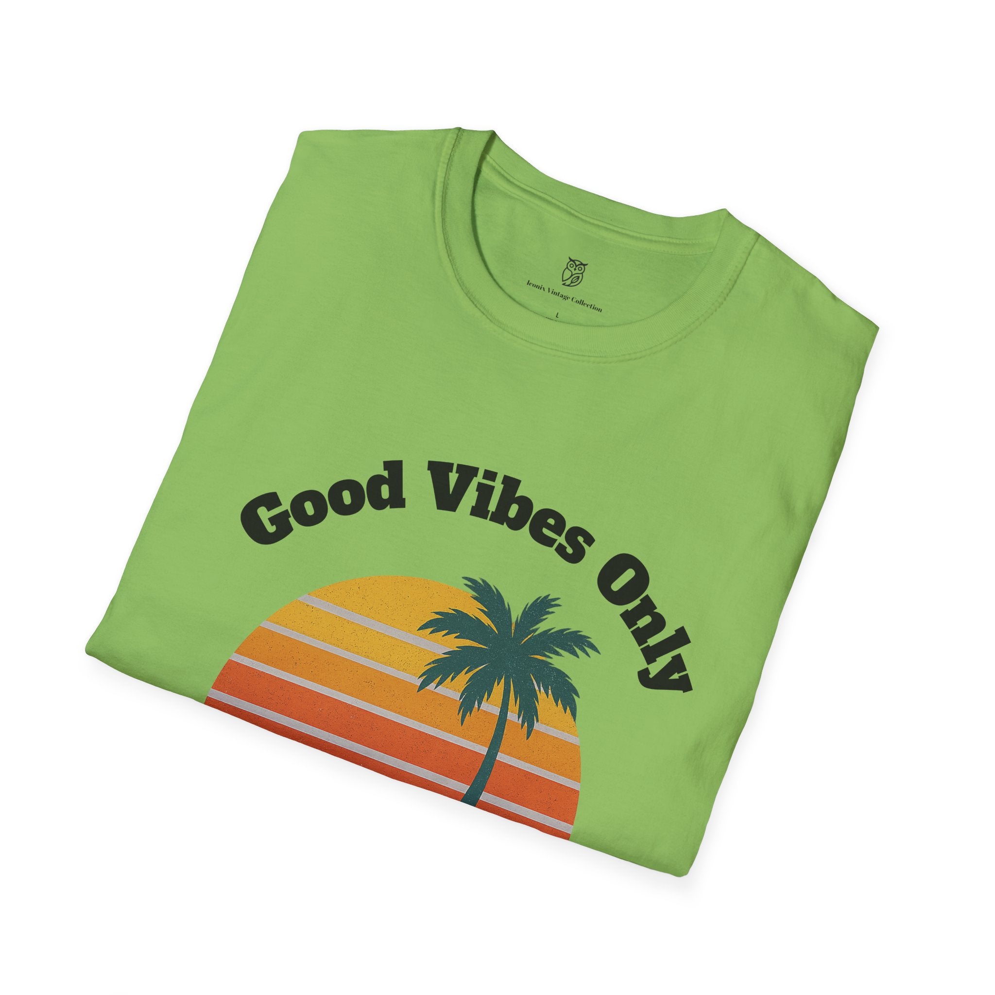 Good Vibes Only T-Shirt — Retro Palm Sunset Tee