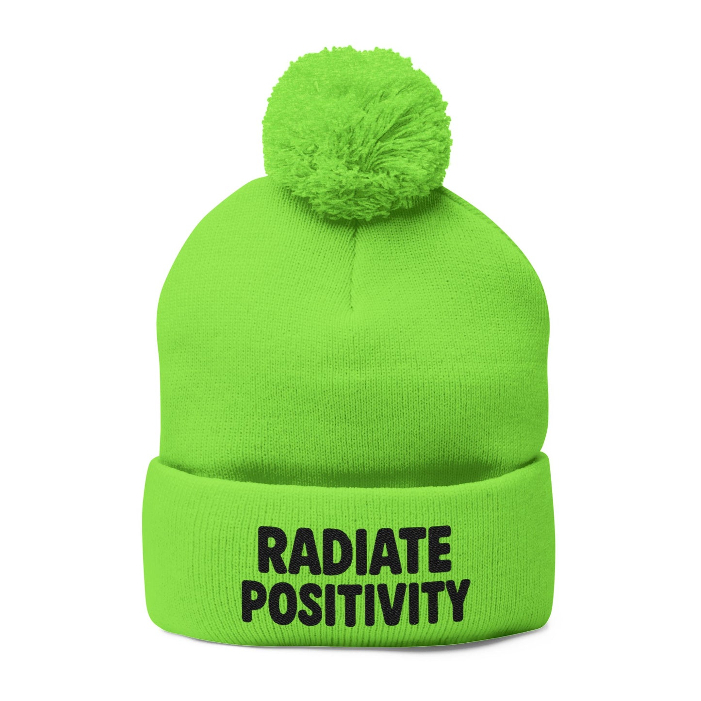 Radiate Positivity Embroidered Pom-Pom Beanie