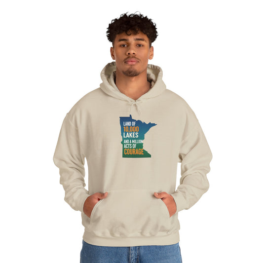 Land of 10,000 Lakes Minnesota State Outline Hoodie | Courage