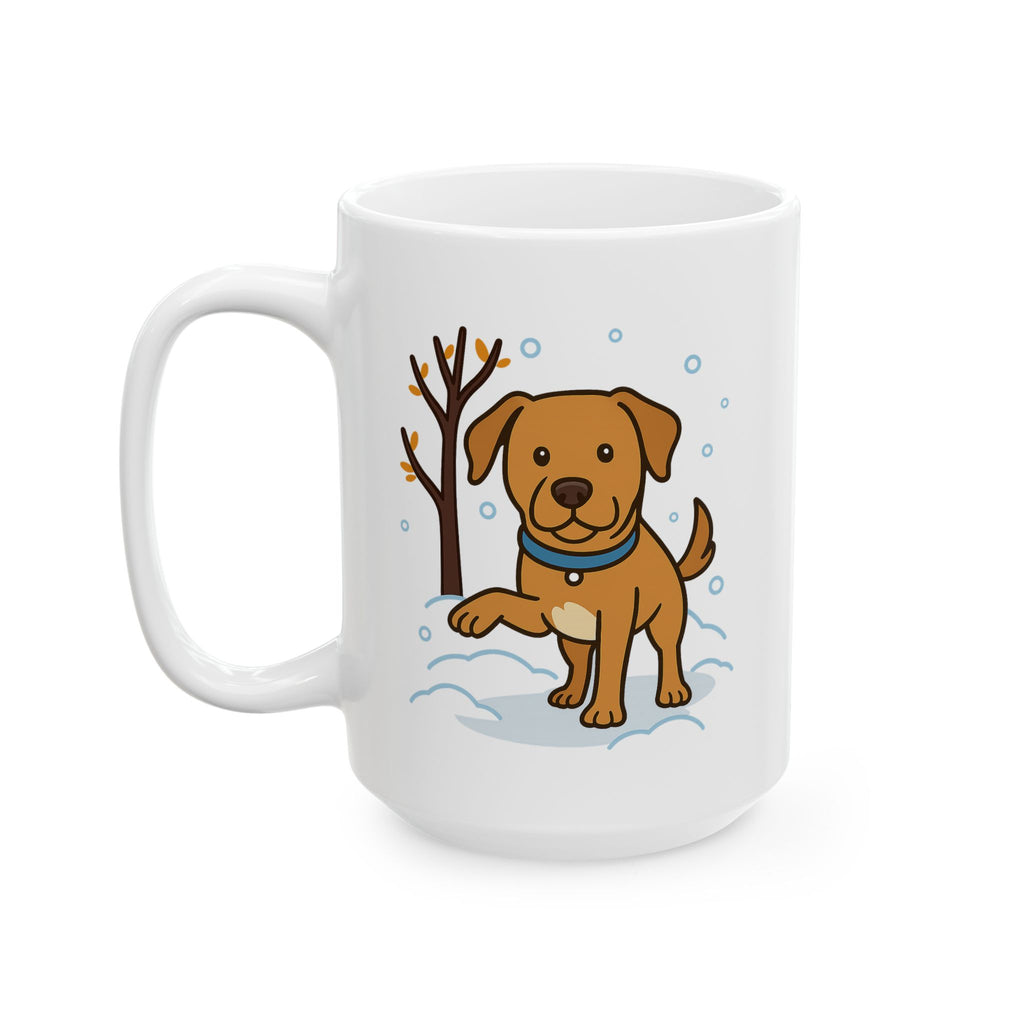 Winter Dog Ceramic Mug — Cute Puppy in Snow Coffee Cup (11oz & 15oz)