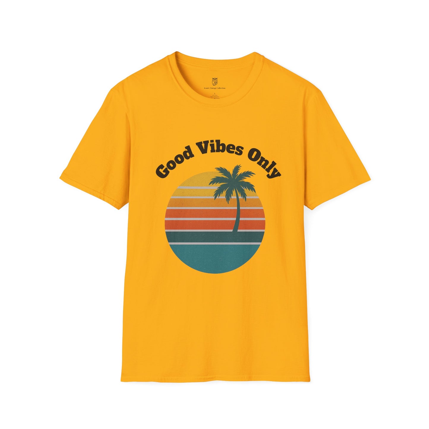 Good Vibes Only T-Shirt — Retro Palm Sunset Tee