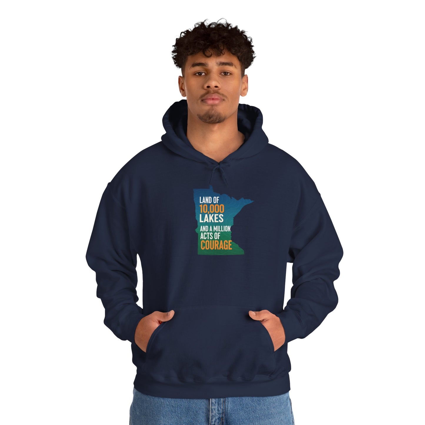 Land of 10,000 Lakes Minnesota State Outline Hoodie | Courage
