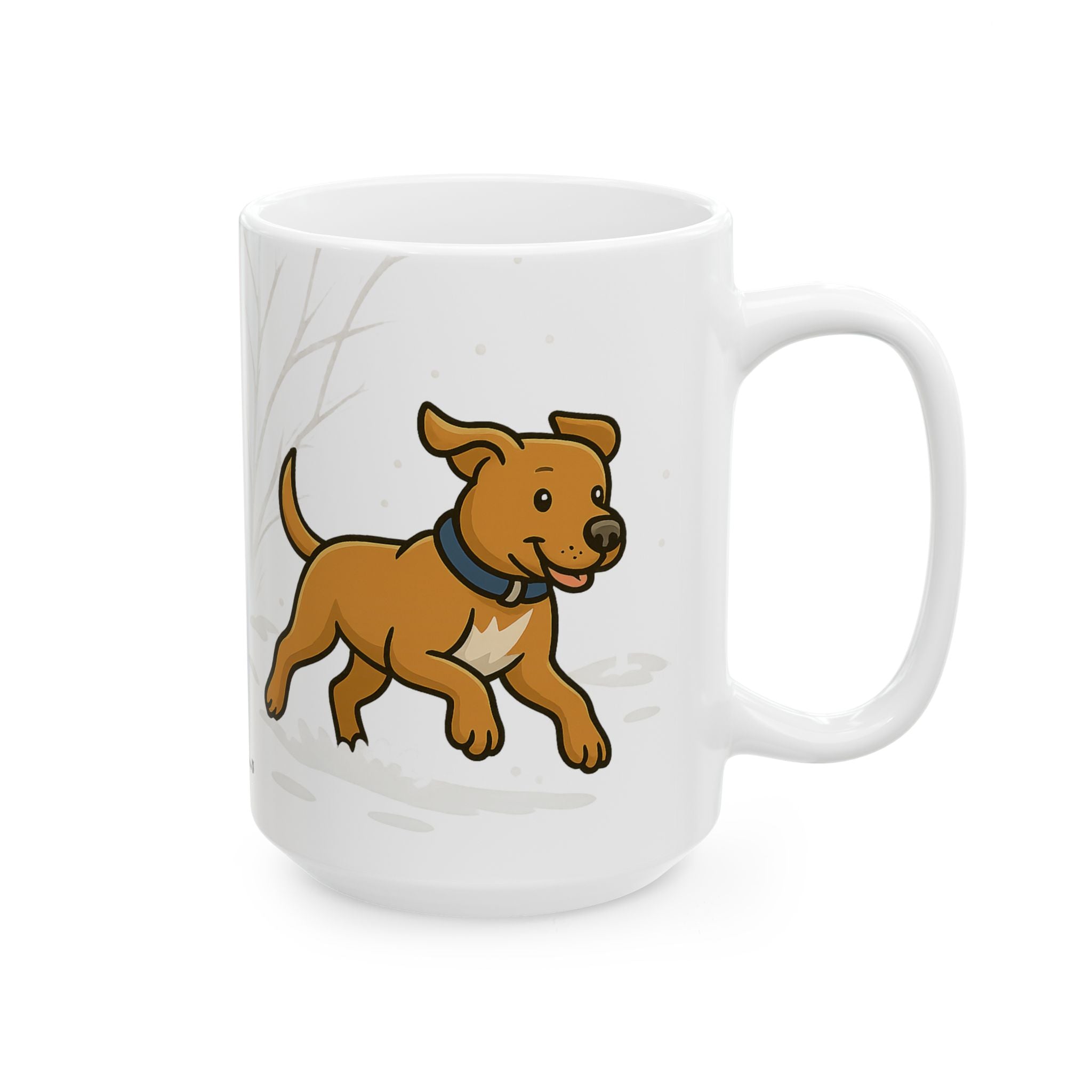 Happy Running Dog Ceramic Mug — Cute Rescue Pitty pup Coffee Cup (11oz & 15oz)