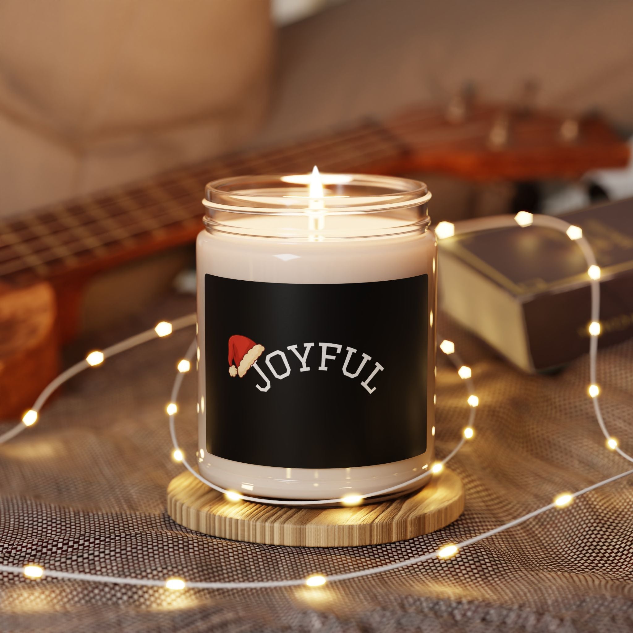 Joyful Holiday Soy Candle — 9 oz Scented Jar (Santa Hat)