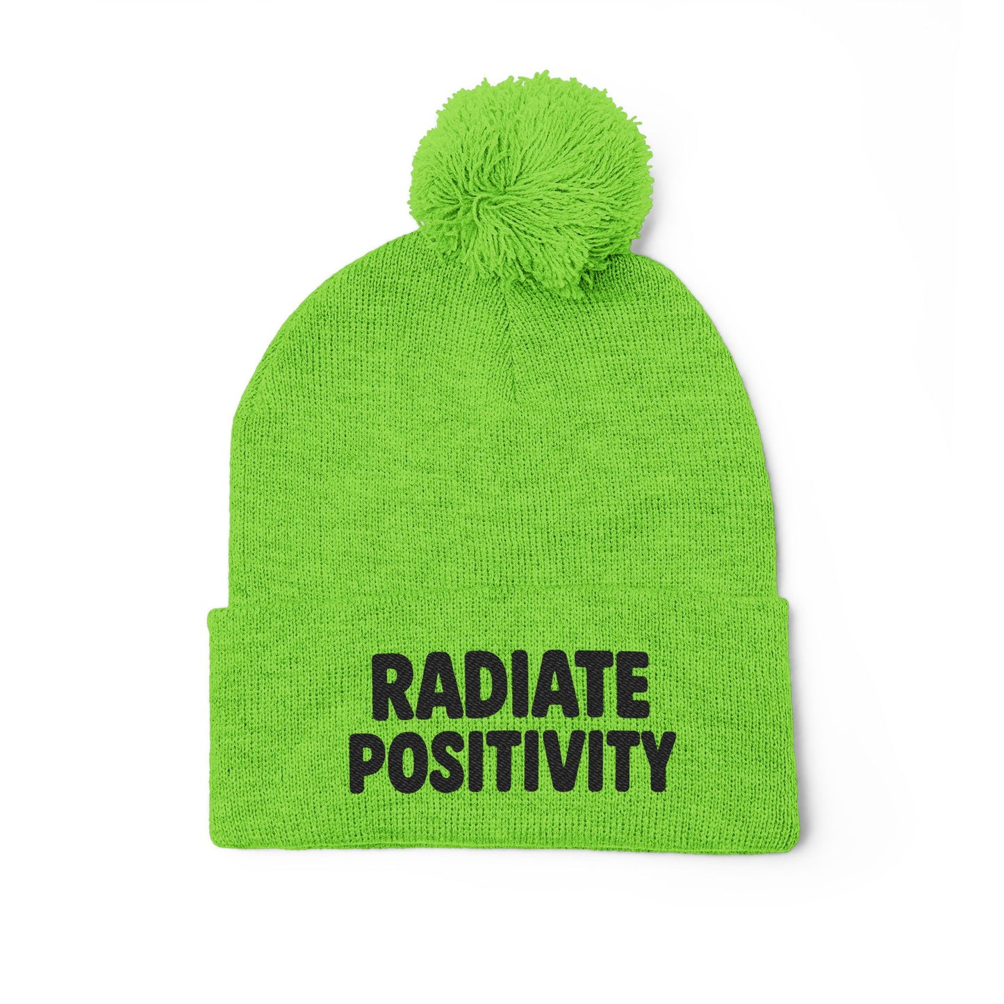 Radiate Positivity Embroidered Pom-Pom Beanie