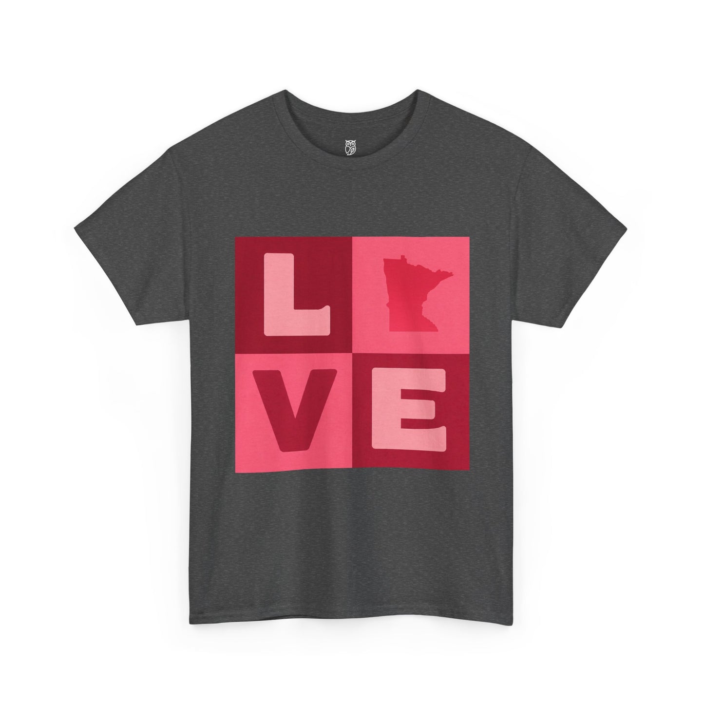 Minnesota Love Heart Retro Pink Typography Tee | Valentines