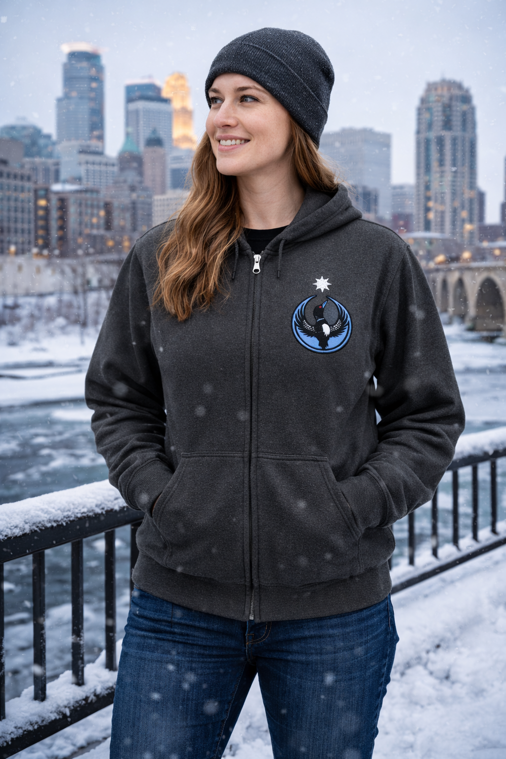 Minnesota Rebel Loon Zip Hoodie | Loon Graphic Hooded Sweatshirt