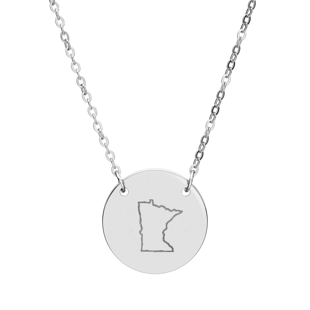 Minnesota Circle Personalized Pendant Necklace — Engraved State Outline Jewelry