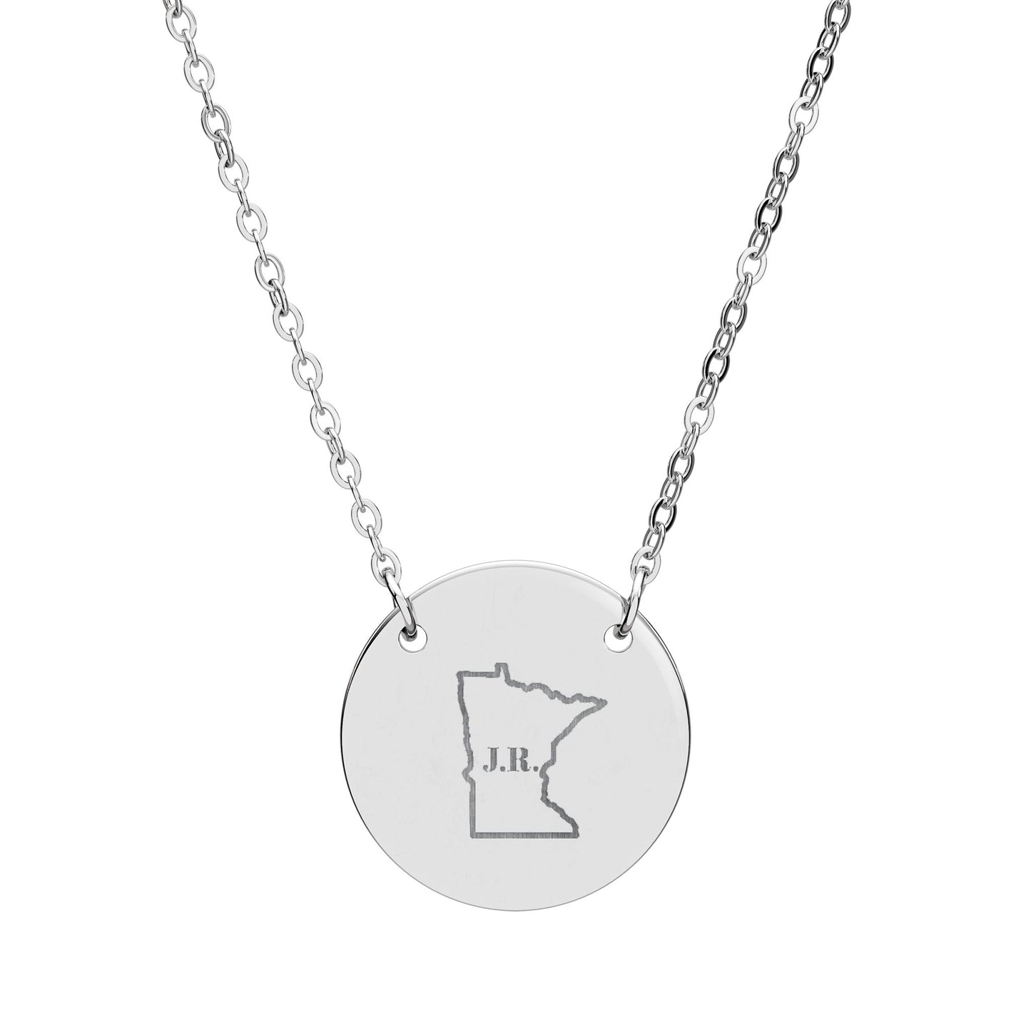 Minnesota Circle Personalized Pendant Necklace — Engraved State Outline Jewelry