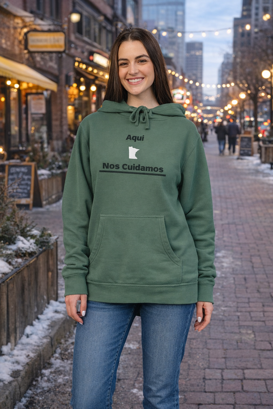 Minnesota "Aquí Nos Cuidamos" | State Hoodie, Minimal Design