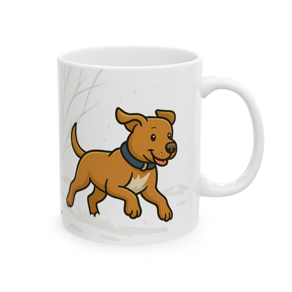 Happy Running Dog Ceramic Mug — Cute Rescue Pitty pup Coffee Cup (11oz & 15oz)