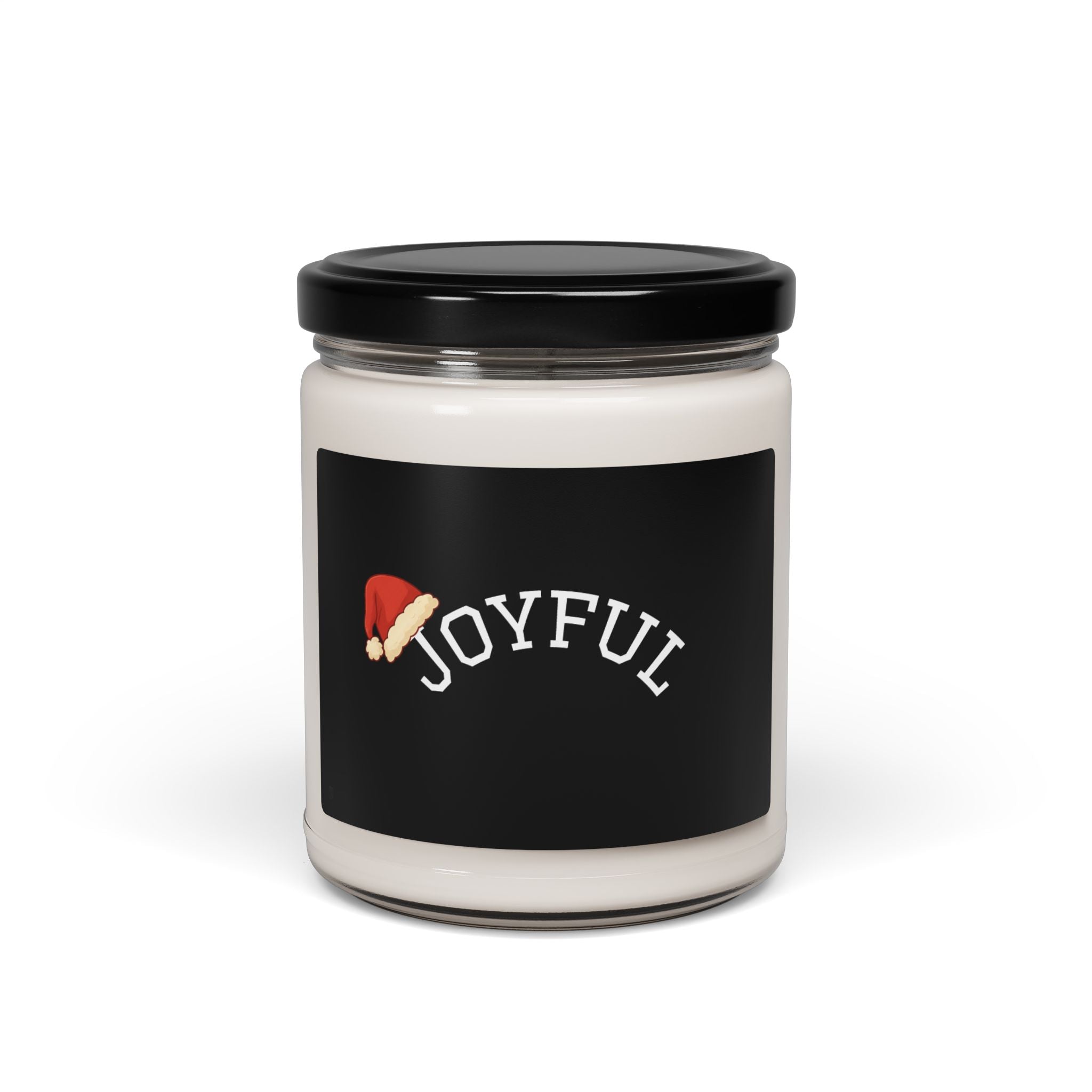Joyful Holiday Soy Candle — 9 oz Scented Jar (Santa Hat)