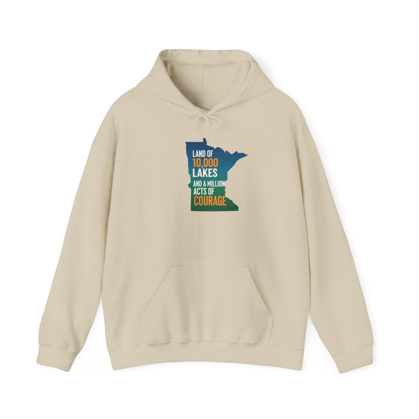 Land of 10,000 Lakes Minnesota State Outline Hoodie | Courage