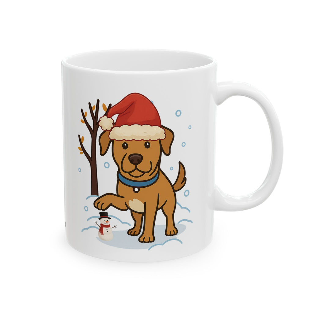 Holiday Rescue Puppy Ceramic Mug — Cute Dog in Santa Hat (11oz & 15oz)