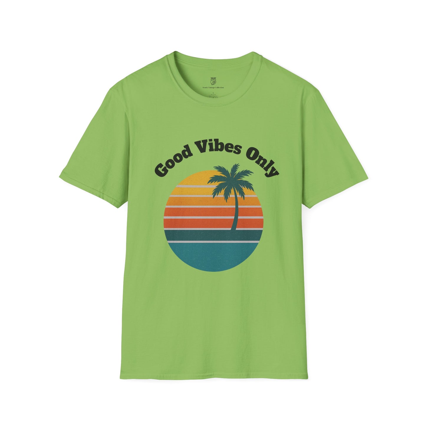 Good Vibes Only T-Shirt — Retro Palm Sunset Tee