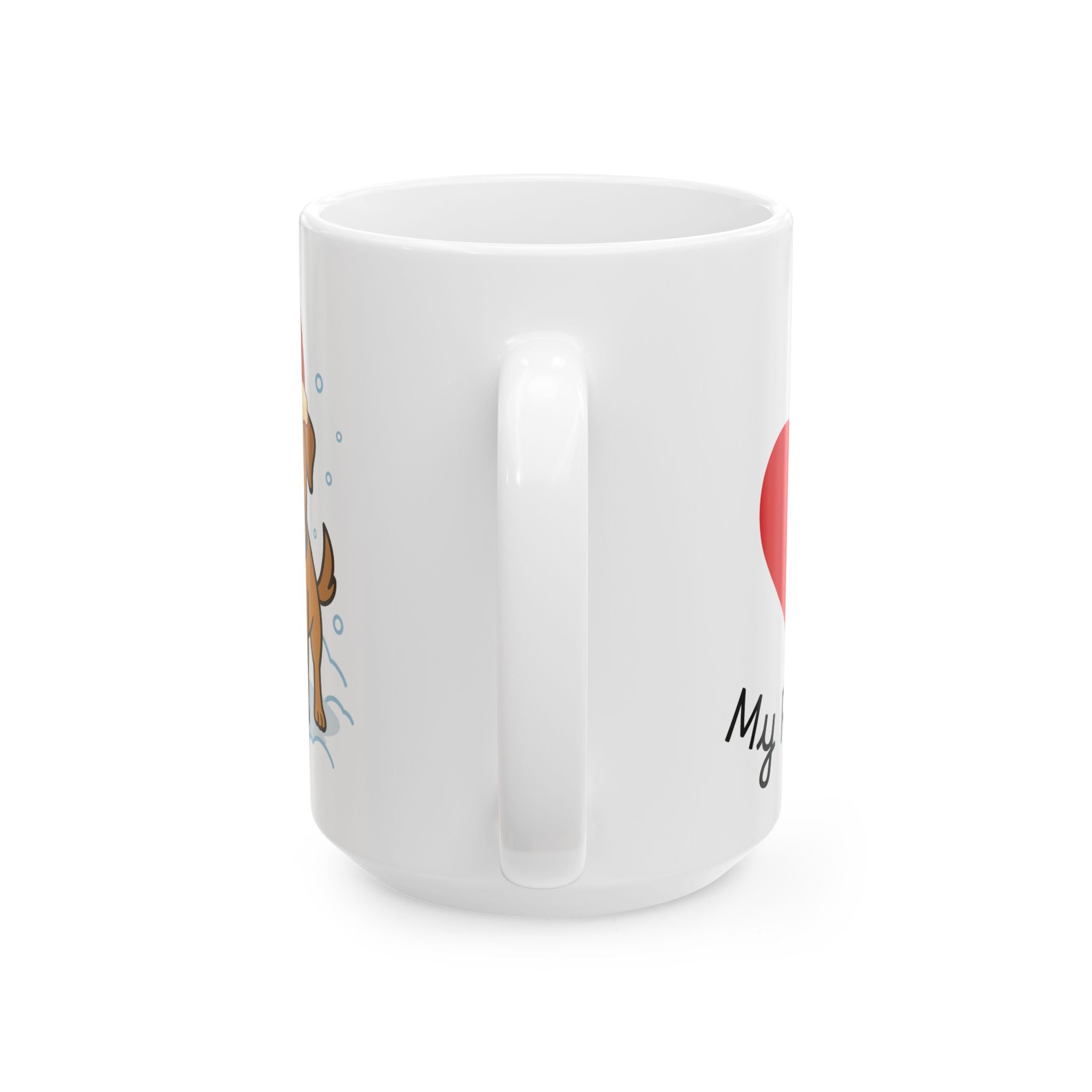 Holiday Rescue Puppy Ceramic Mug — Cute Dog in Santa Hat (11oz & 15oz)