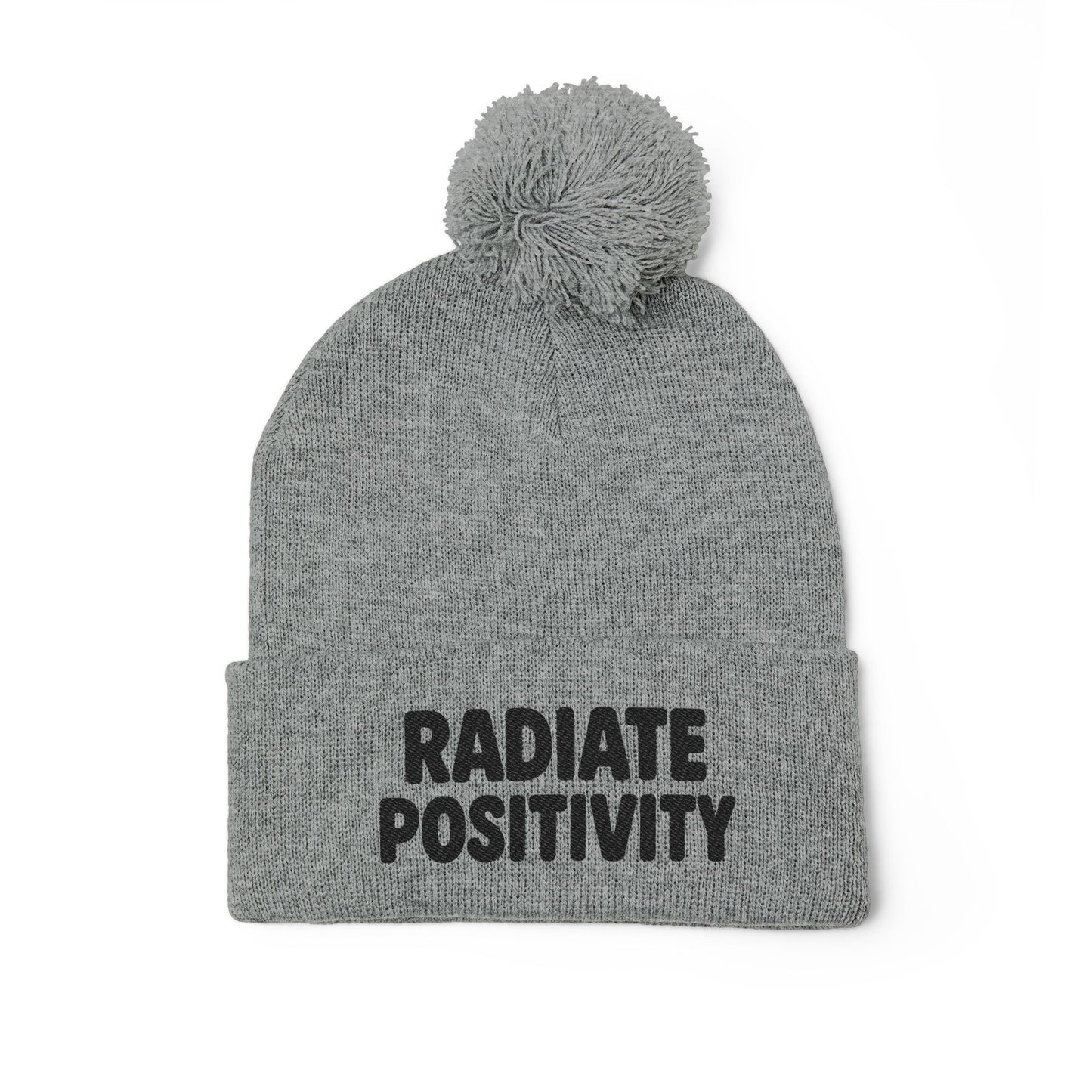 Radiate Positivity Embroidered Pom-Pom Beanie