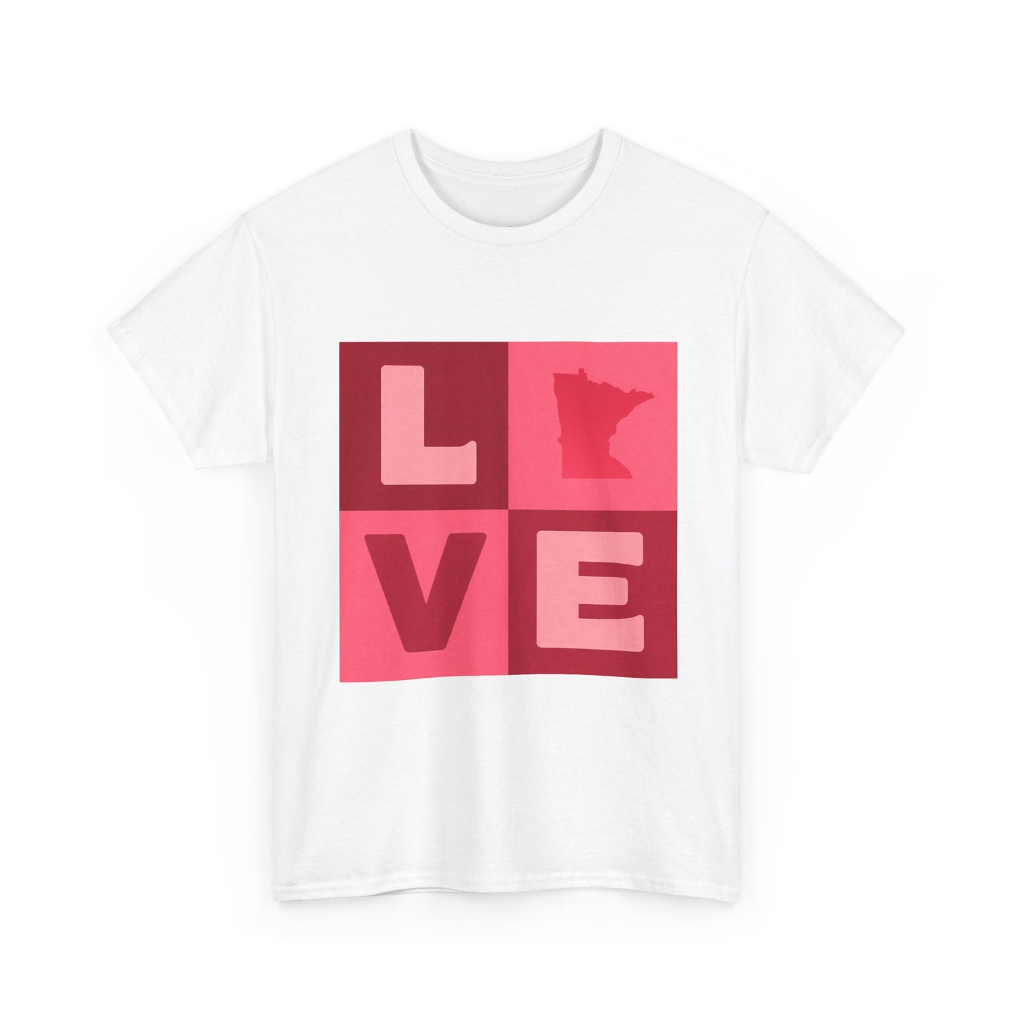 Minnesota Love Heart Retro Pink Typography Tee | Valentines