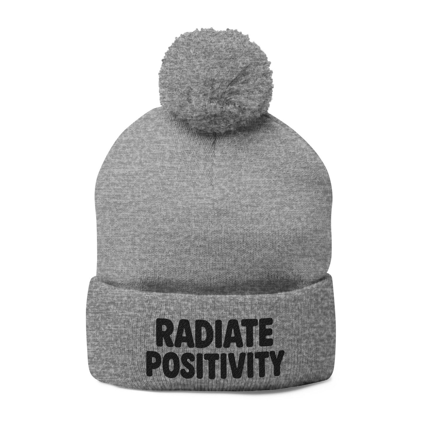 Radiate Positivity Embroidered Pom-Pom Beanie