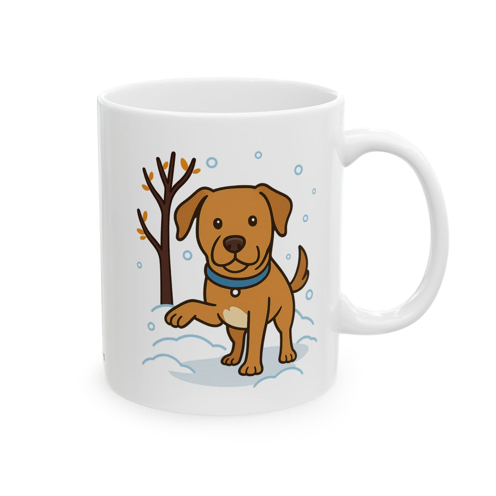 Winter Dog Ceramic Mug — Cute Puppy in Snow Coffee Cup (11oz & 15oz)