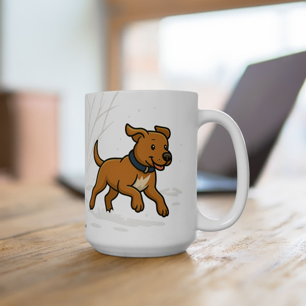 Happy Running Dog Ceramic Mug — Cute Rescue Pitty pup Coffee Cup (11oz & 15oz)