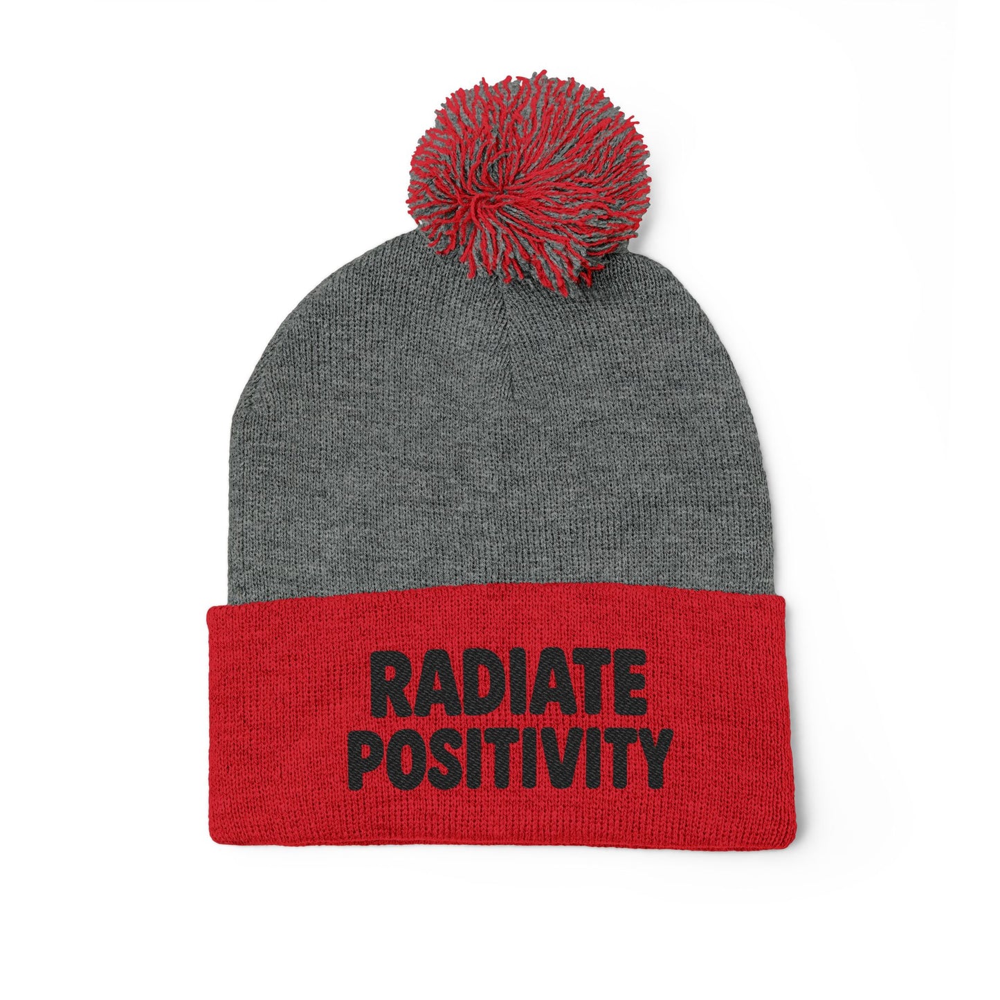 Radiate Positivity Embroidered Pom-Pom Beanie